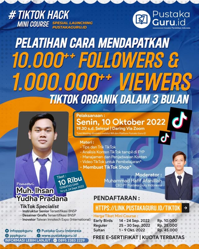 Webinar Cara mendapatkan 10 ribu follower dan 1 juta viewers tiktok