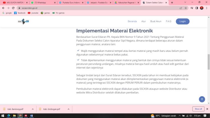 Tampilan laman SSCASN 2022